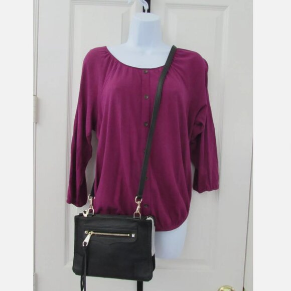 Black Pebbled Leather “Regan” Studded Crossbody Bag - Picture 5 of 10